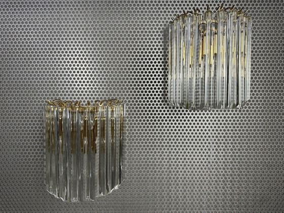 Image 1 of 2x Lampada da parete vintage in cristallo italiano