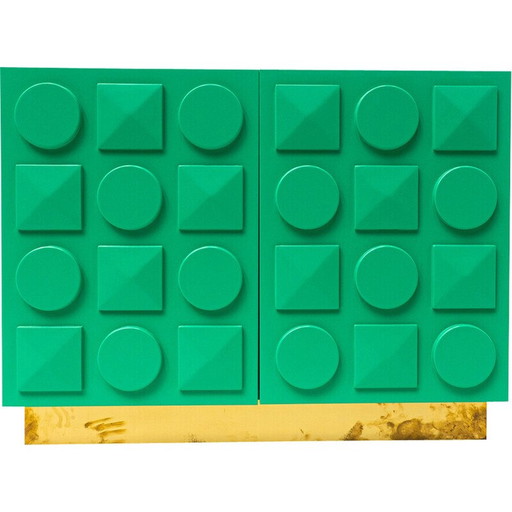 Cómoda vintage de madera lacada en verde y latón, Italia