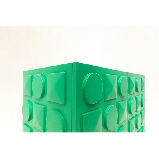 Image 1 of Cassettiera vintage in legno laccato verde e ottone, Italia