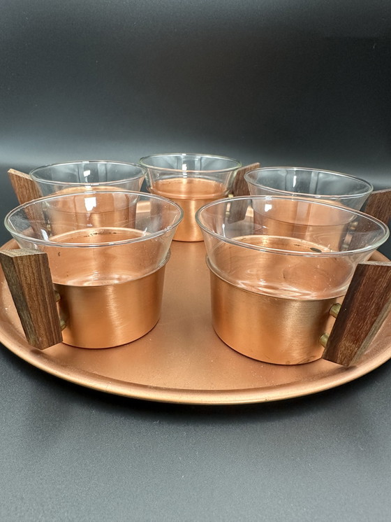 Image 1 of 60s tea set with copper and brass