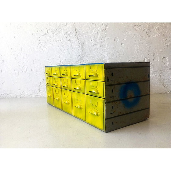 Image 1 of Set of vintage industrial metal drawers