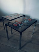 Tavolino laterale in piastrelle di design vintage belga Adri in stile Belarti