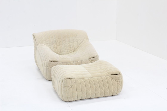 Image 1 of Beige Cinna Sandra Armchair And Footstool Ligne Roset