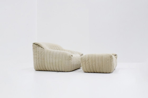 Image 1 of Beige Cinna Sandra Armchair And Footstool Ligne Roset