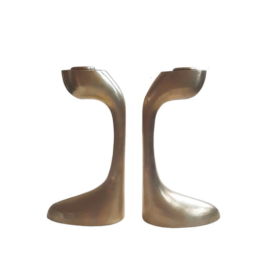 Image 1 of Italian Brass Candleholders, Set of 2