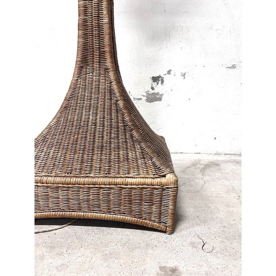 Image 1 of Vintage rattan and bamboo floor lamp, Italy 1960