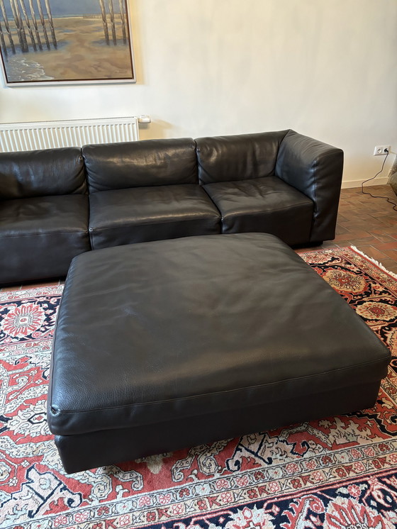 Image 1 of Walter Knoll 3 - seater sofa with footstool