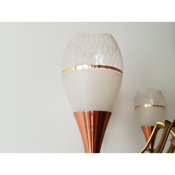 Image 1 of Vintage brass chandelier, 1950