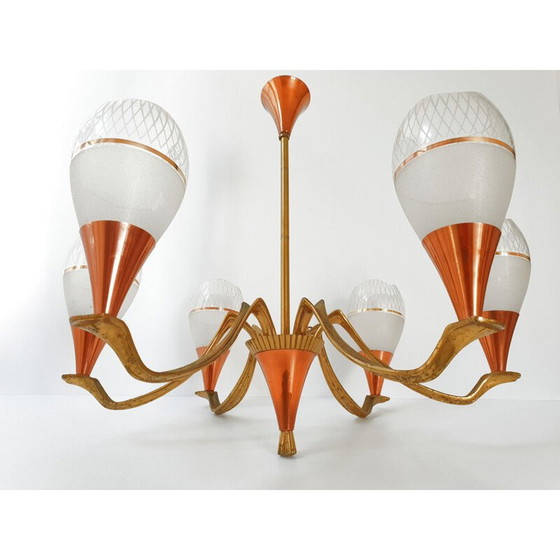 Image 1 of Vintage brass chandelier, 1950