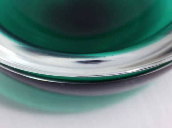 Image 1 of Green glass ashtray 1960