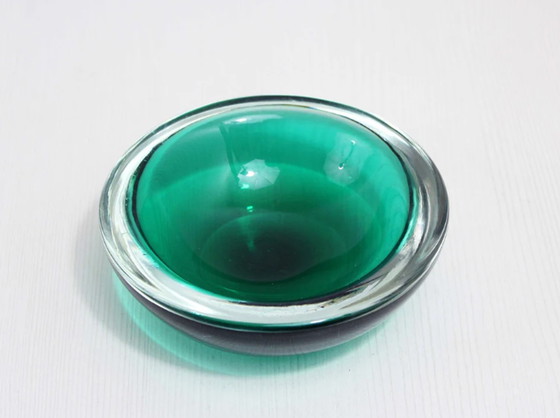 Image 1 of Green glass ashtray 1960