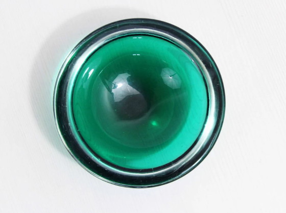 Image 1 of Green glass ashtray 1960