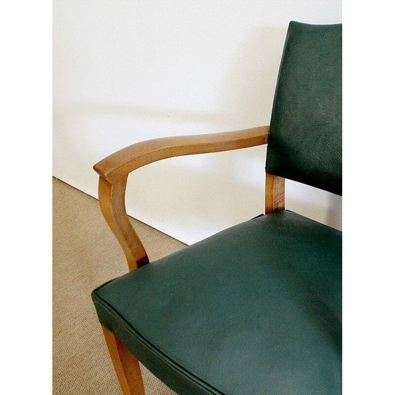 Image 1 of Pair of vintage Bridge armchairs in beechwood and skai, 1950s