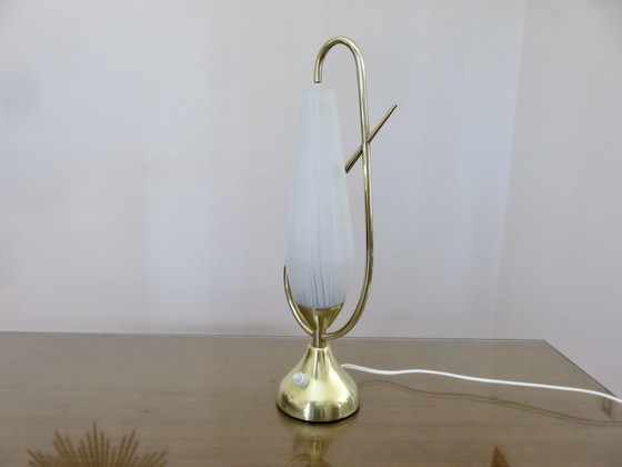 Image 1 of Lampe Maison Arlus En Verre Et Laiton Années 50 60