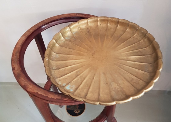 Image 1 of Antique Art Nouveau Side Table With Removable Brass Tray