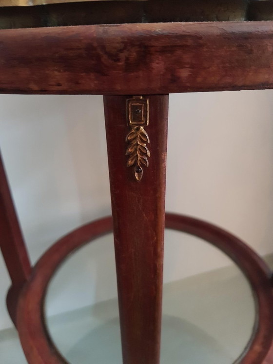 Image 1 of Antique Art Nouveau Side Table With Removable Brass Tray