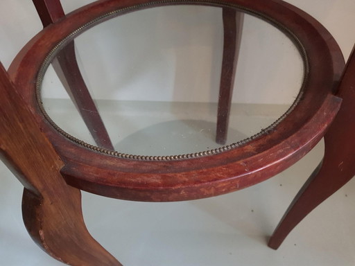 Antique Art Nouveau Side Table With Removable Brass Tray