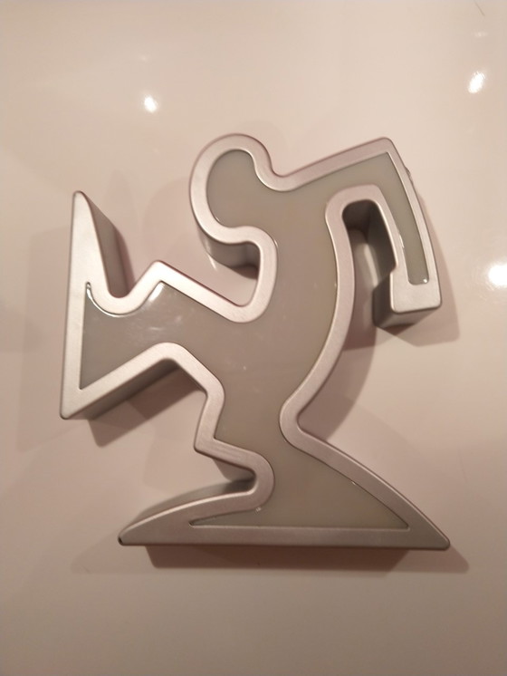 Image 1 of Keith Haring La Linea Lamp Osvaldo Cavandoli silver in original packaging