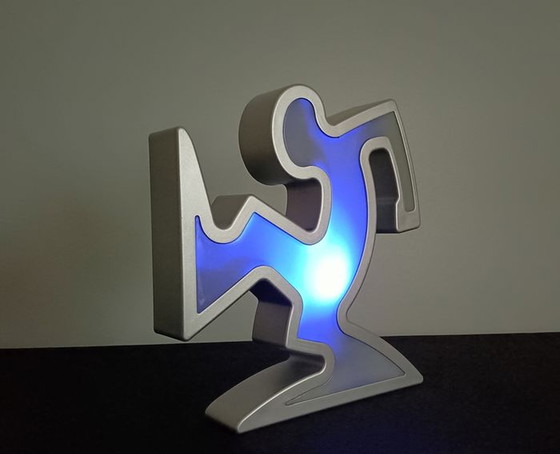 Image 1 of Keith Haring La Linea Lamp Osvaldo Cavandoli silver in original packaging