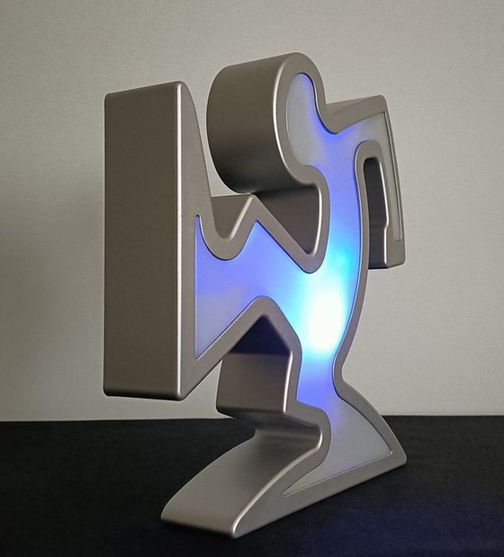 Image 1 of Keith Haring La Linea Lamp Osvaldo Cavandoli silver in original packaging