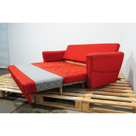 Image 1 of Vintage living room set in red fabric, Czechoslovakia 1970