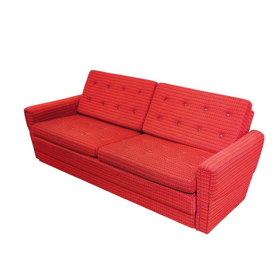 Image 1 of Vintage living room set in red fabric, Czechoslovakia 1970