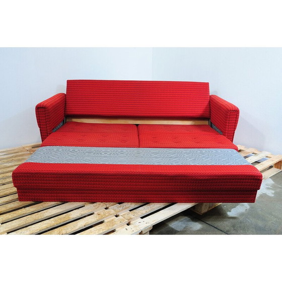 Image 1 of Vintage living room set in red fabric, Czechoslovakia 1970