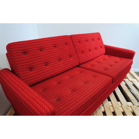 Image 1 of Vintage living room set in red fabric, Czechoslovakia 1970