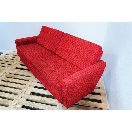 Image 1 of Vintage living room set in red fabric, Czechoslovakia 1970