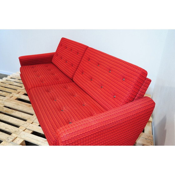 Image 1 of Vintage living room set in red fabric, Czechoslovakia 1970