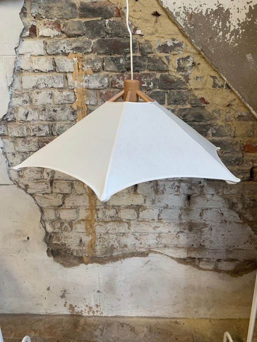 Beech and linen pendant light