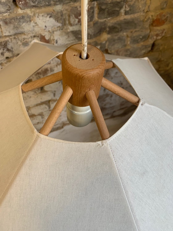 Image 1 of Beech and linen pendant light