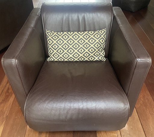 3x Rolf Benz Armchairs, Brown Leather