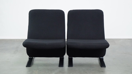 Image 1 of 4 X Black Vintage Design Armchair By Pierre Paulin For Artifort Concorde Model F780