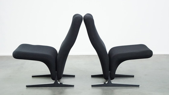 Image 1 of 4 X Black Vintage Design Armchair By Pierre Paulin For Artifort Concorde Model F780