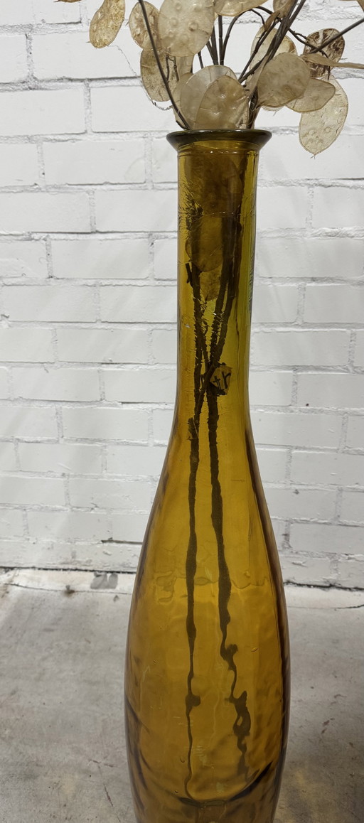 Xxl Retro Vase Yellow From Spain 100 X 20 Glass