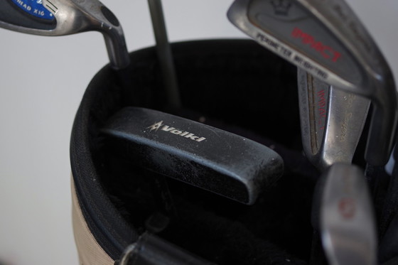 Image 1 of Borsa da golf Cobra anni '80 con 12 mazze di marche diverse – Set da golf vintage per collezionisti e appassionati