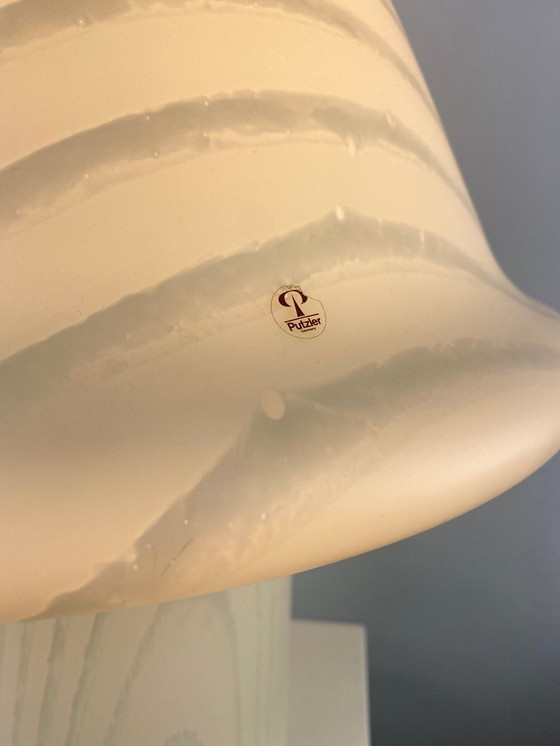 Image 1 of Lampada da tavolo a forma di fungo in vetro bianco Peill e Putzler XXL 1970