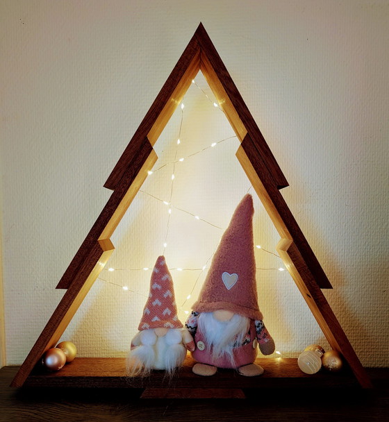 Image 1 of Wooden Christmas Tree With Lights