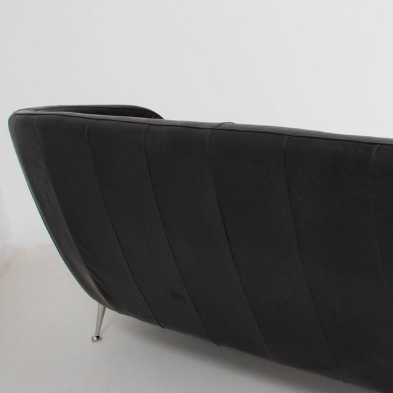 Image 1 of Vintage black leather sofa Italy 1960s