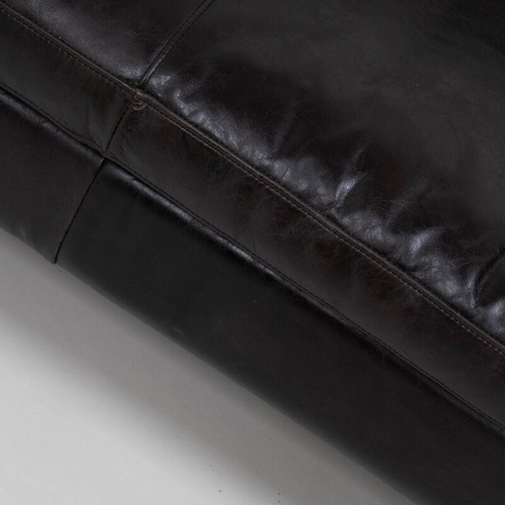 Image 1 of Vintage black leather sofa Italy 1960s