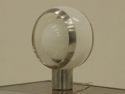 Round Encapsulated Table Lamp on Inox Foot, 1970s