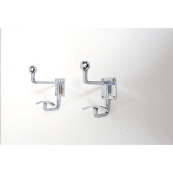 Image 1 of Vintage chrome steel coat hooks by Jean Royère, France 1950