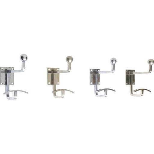 Vintage chrome steel coat hooks by Jean Royère, France 1950