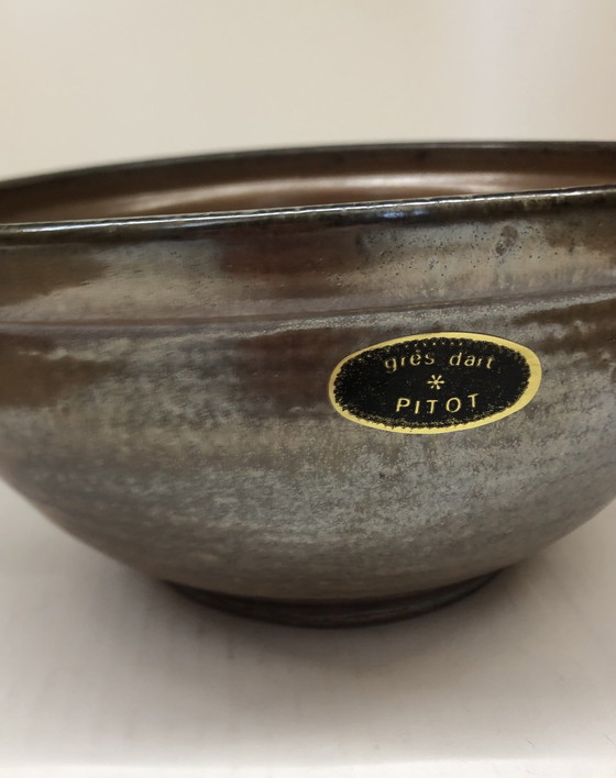 Image 1 of Belgian Stoneware Handle Dish Signed Pitot