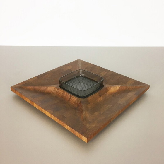 Image 1 of Cestino tascabile vintage in teak massello prodotto da Digsmed, Danimarca 1960