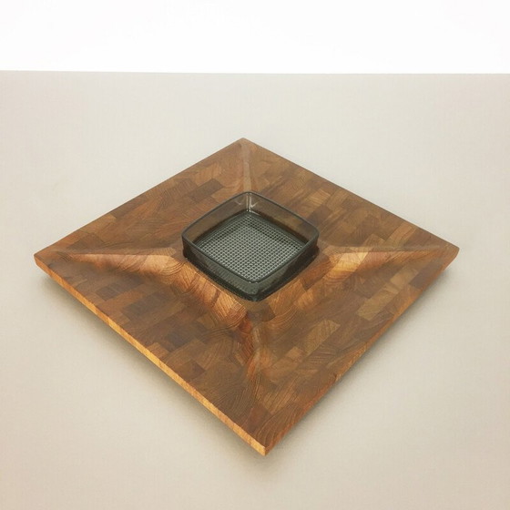 Image 1 of Cestino tascabile vintage in teak massello prodotto da Digsmed, Danimarca 1960