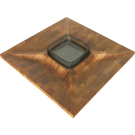 Image 1 of Cestino tascabile vintage in teak massello prodotto da Digsmed, Danimarca 1960