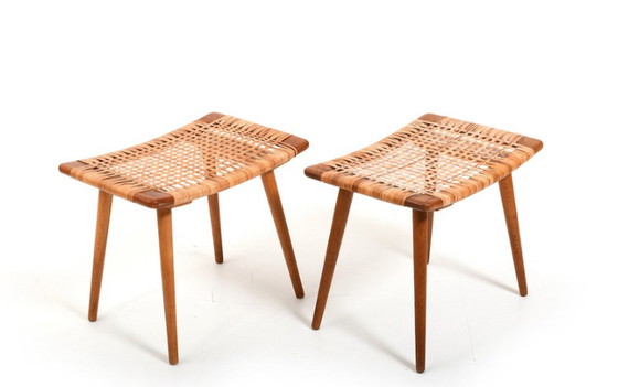 Image 1 of Danish Stools in Teak and Oak, 1950s, Set of 2