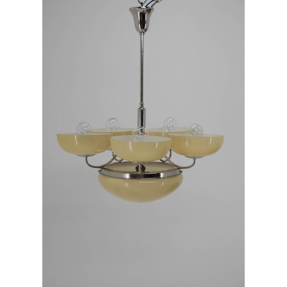 Image 1 of Lampadario Art Déco vintage a 6 fiamme nichelato, 1930